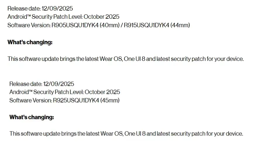 Galaxy watch5 Verizon One UI 8