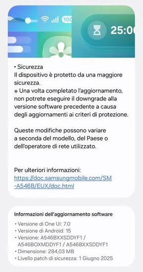 Galaxy A54 Europe June update screenshot