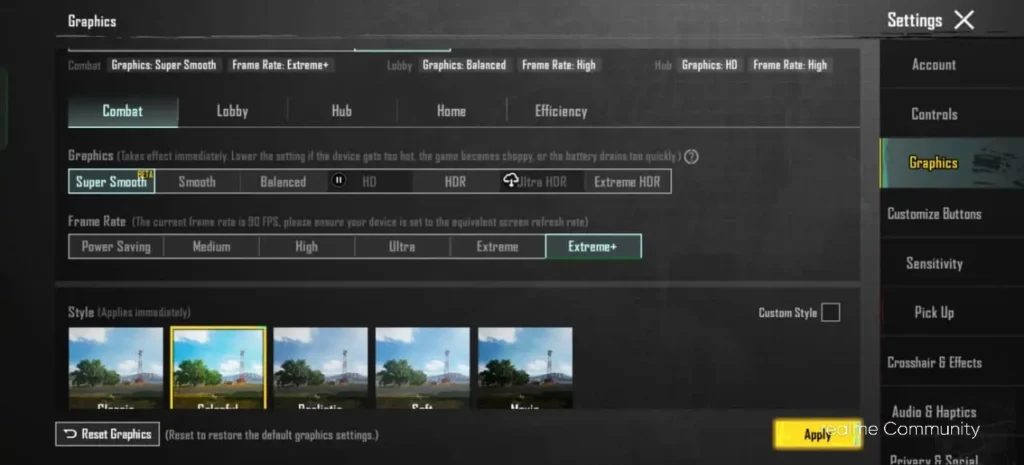 Realme GT 6T September update screenshot of 120fps BGMI