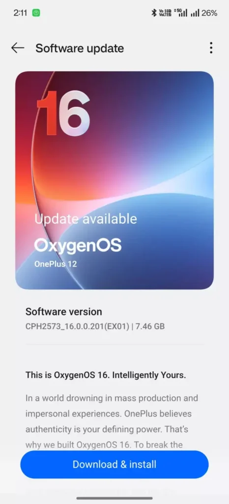 OnePlus 12 OxygenOS 16