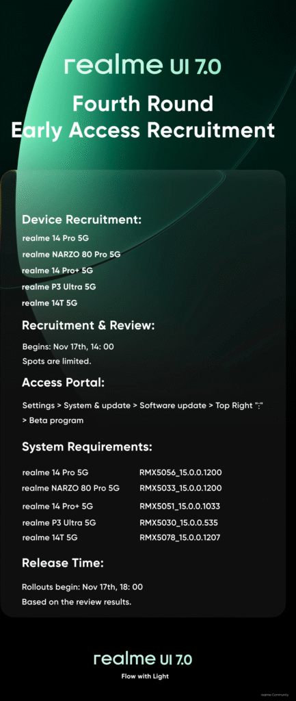 Realme UI 7 Early Access program