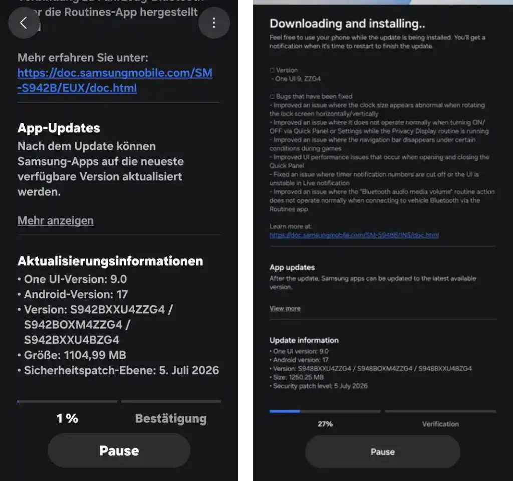 One UI 9 beta 4 screenshot update